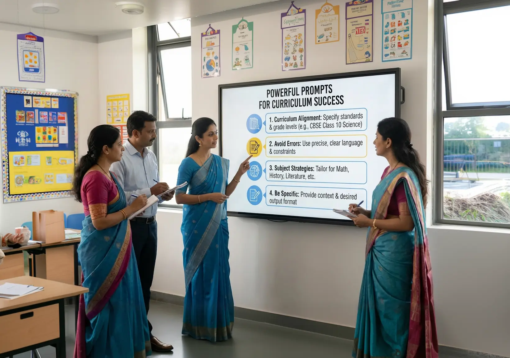 Teachers discussing prompt engineering